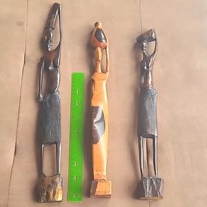 3 African ebony hard wood carving